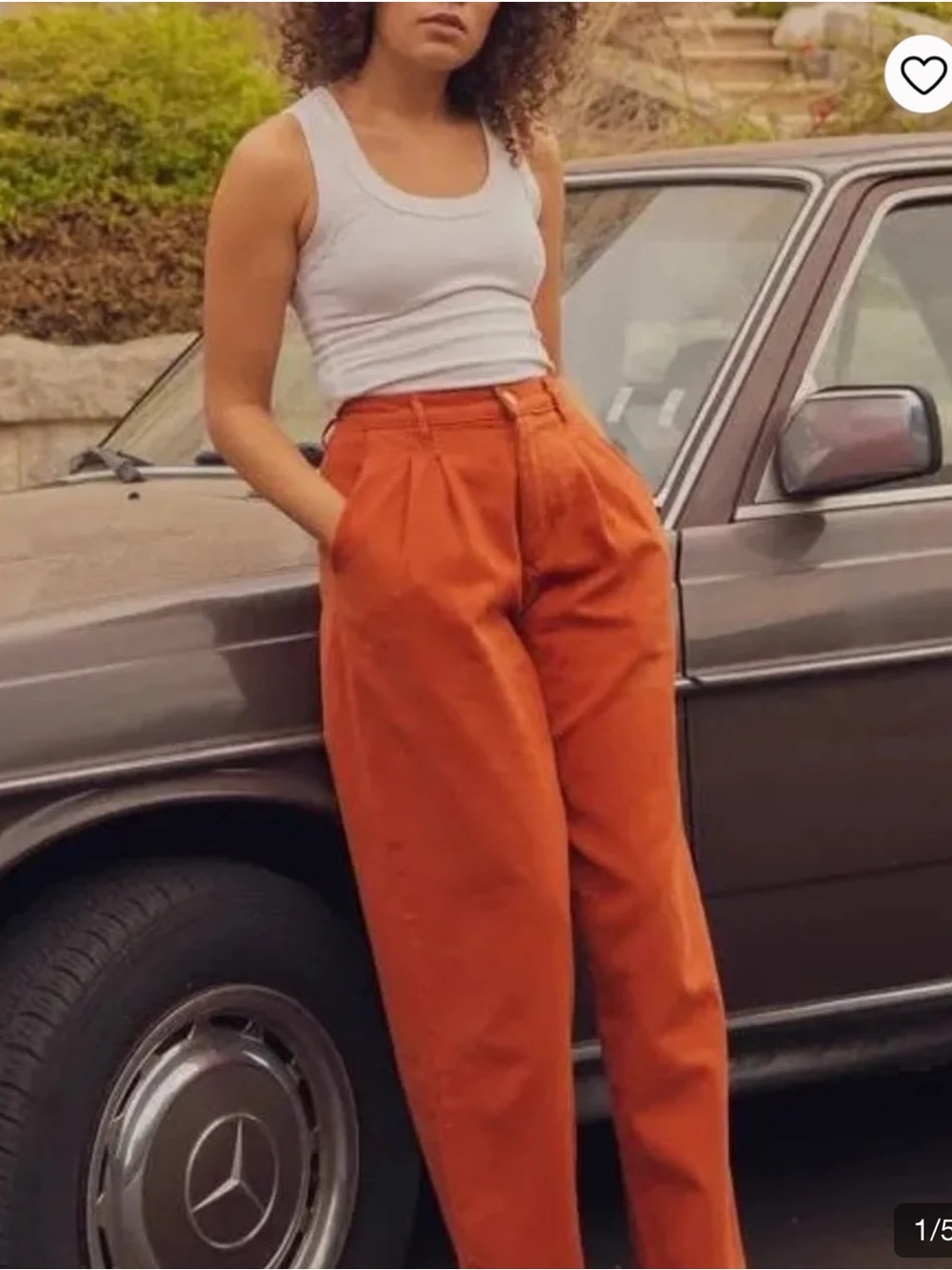 Big Bud Press Heritage Trousers Burnt Terracotta Pleated Wide Leg Pants S
